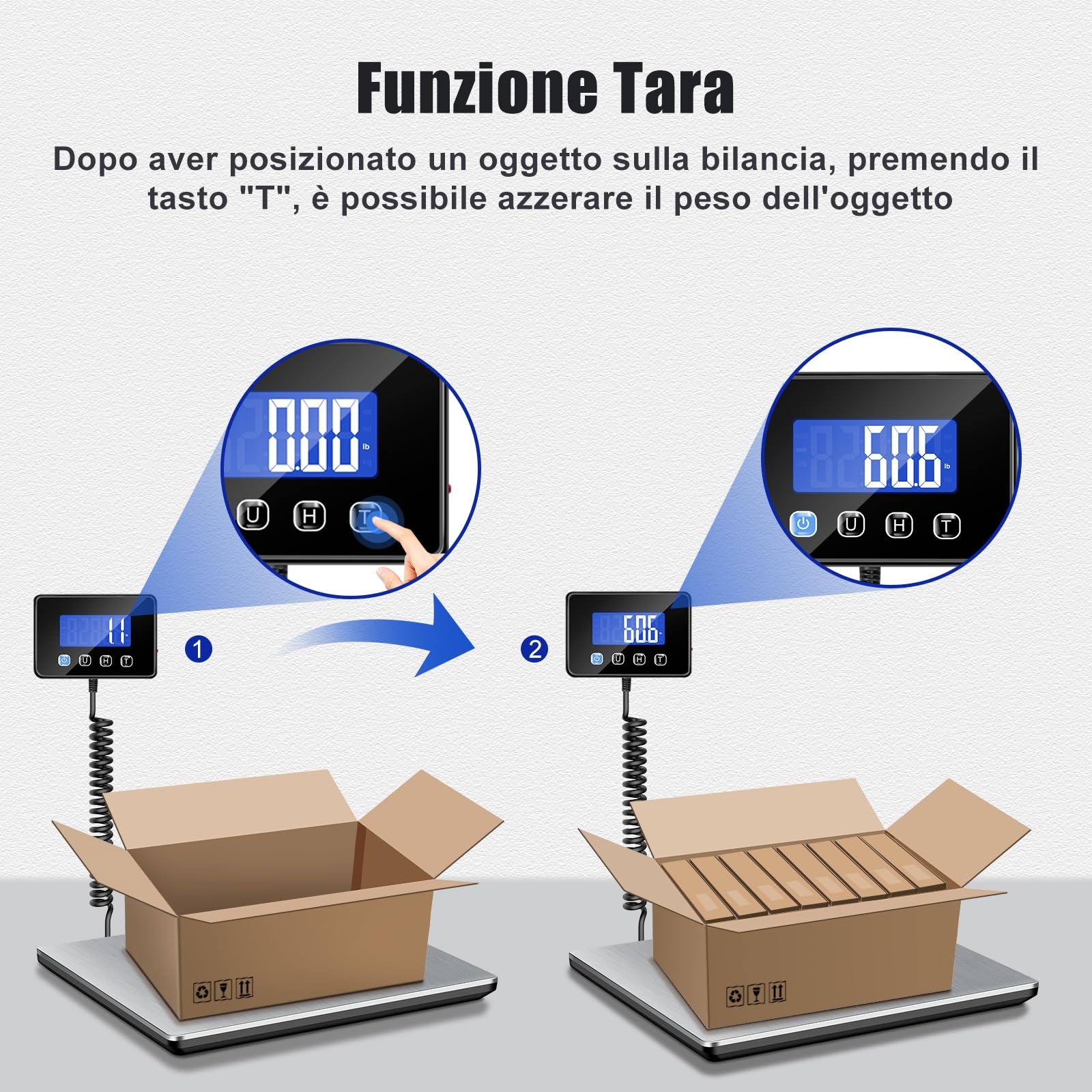 KUAIVO Bilancia Pesa Pacchi 300 kg / 20 g Alta Precisione, Bilancia Professionale con Funzione LCD/Hold/Tara, Bilancia Postale Piattaforma in Acciaio Inossidabile per Pacchi, Magazzino e valigia