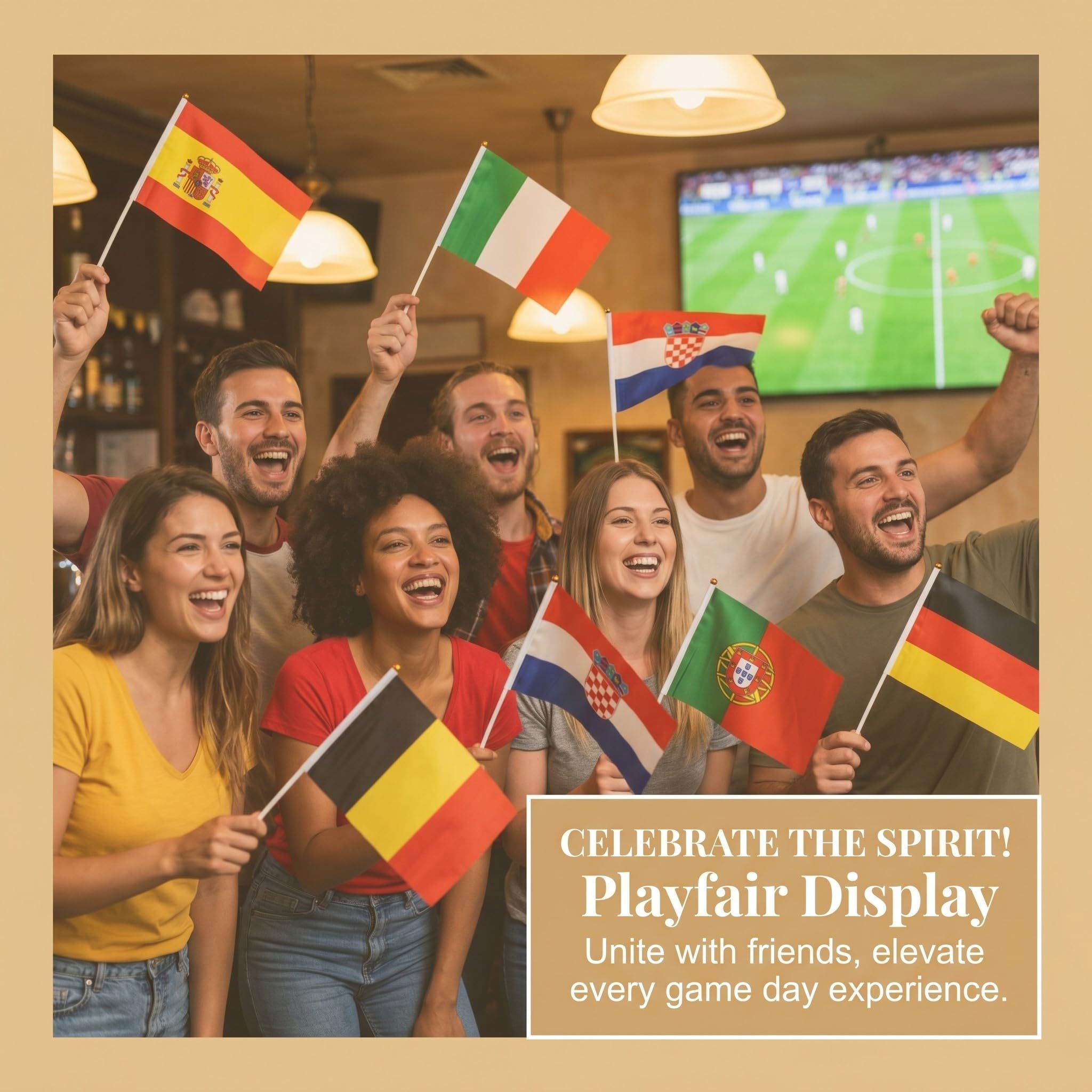 Euro 2026 Banderines Set 26 Piezas 13 Países Europeos Doble Cara con Palo Blanco 30cm, Accesorios Fútbol Copa Mundial para Fiesta Bar Casa Estadio Decoración