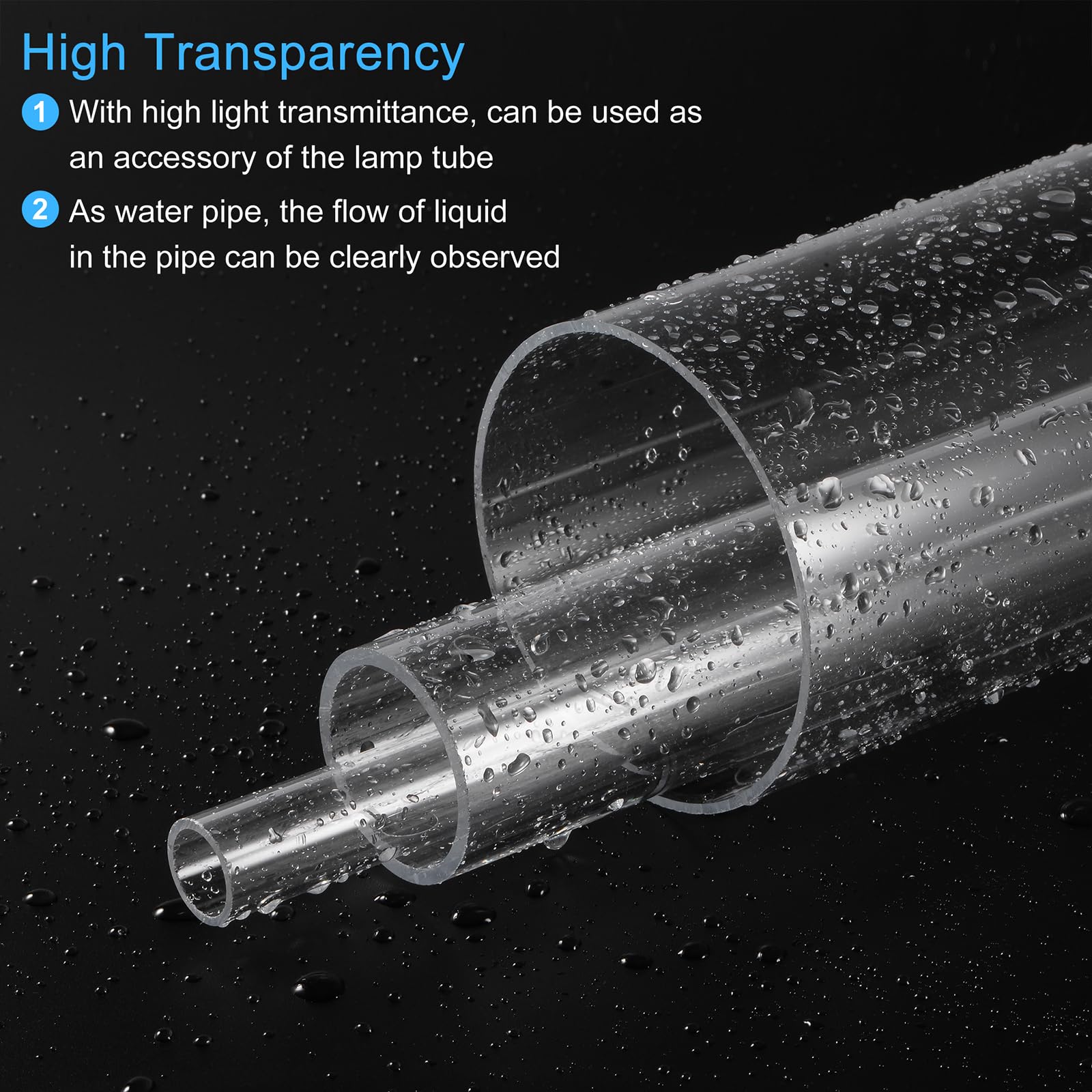 PATIKIL 66mm ID x 70mm OD x 200mm Trasparente Rigido Acrilico Tubo, Rigido Rotondo Tubo per Acqua Tubo