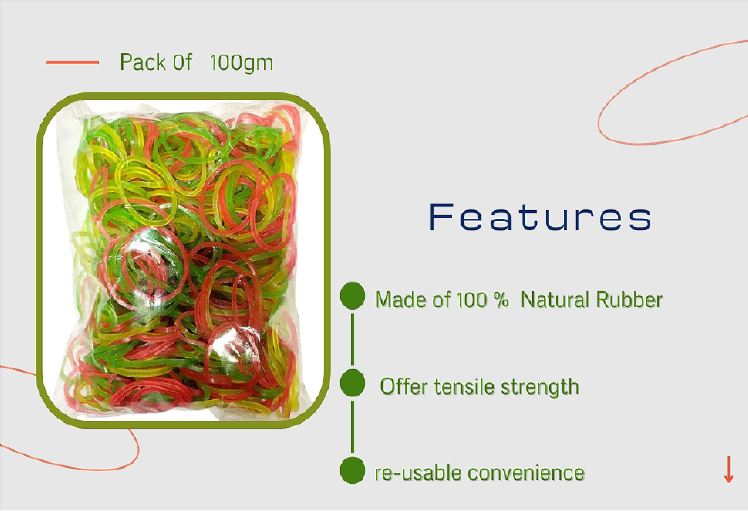ROTZ 1/2 Inch Premium Rubber Bands - Fluorescent Colors (250 Grams) - Made of 100% Natural Rubber 2