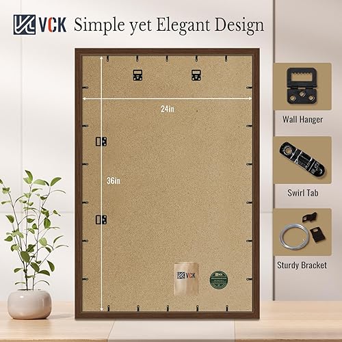 Miniatura 3 de VCK Paquete de 4 marcos para póster de 24 x 36 pulgadas, de madera marrón con plexiglás pulido, para fotos de 20 x 30 pulgadas con paspartú o de 24