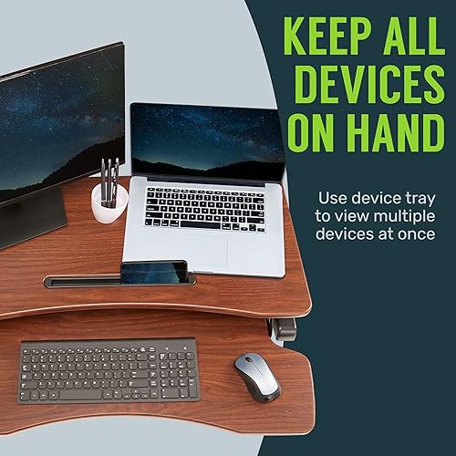 Miniatura 7 de TechOrbits Convertidor de escritorio de pie  Madera MDF ajustable para sentarse de pie de 32 pulgadas  Elevador de escritorio  Blanco