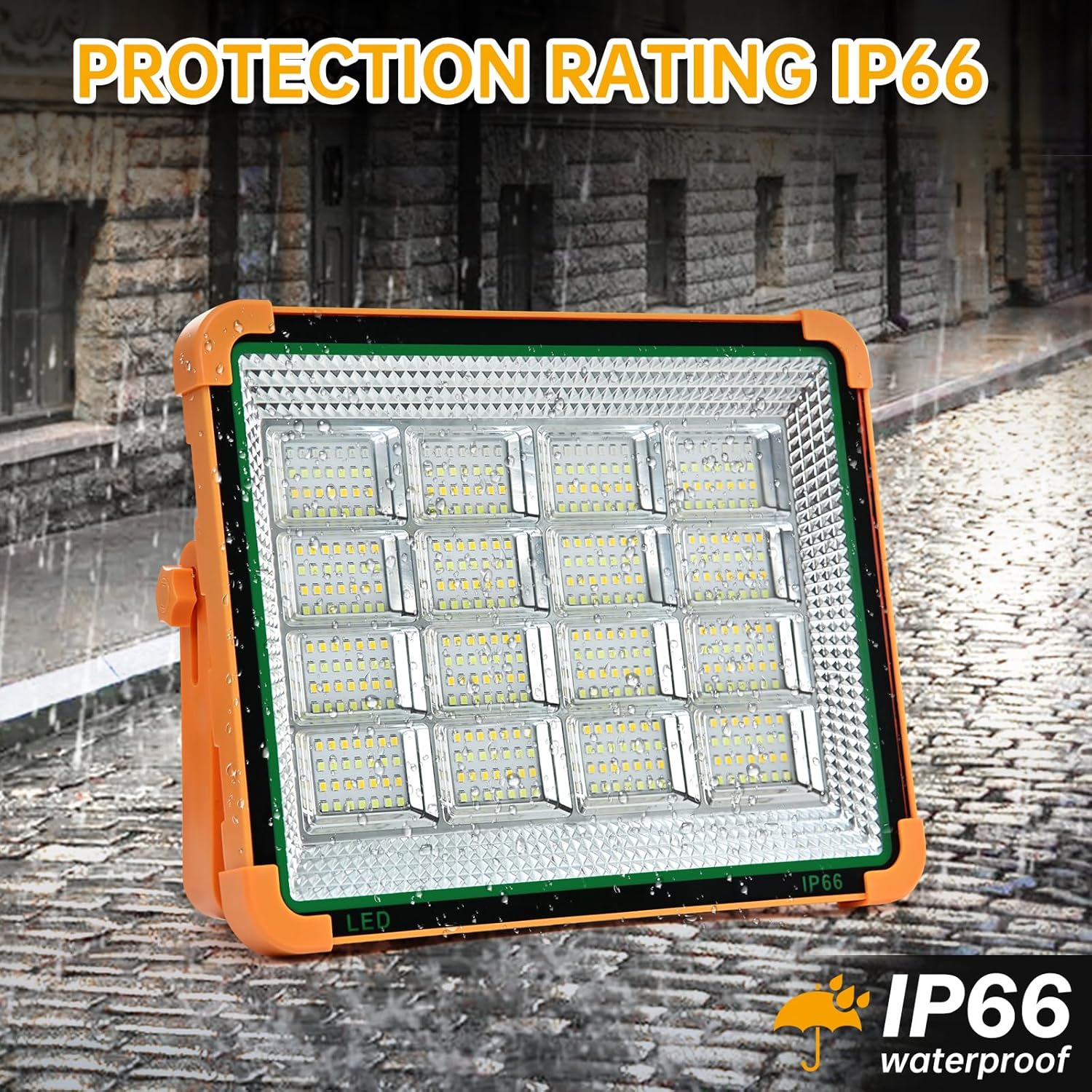 Solar Work Light with Stand - 100W Rechargeable Flood Lights Outdoor, 4 Modes Waterproof Outdoor LED Camping Lights 12000mAh, Cordless Floodlights for Camping, Emergency Power Failure,Car Repair,Fish