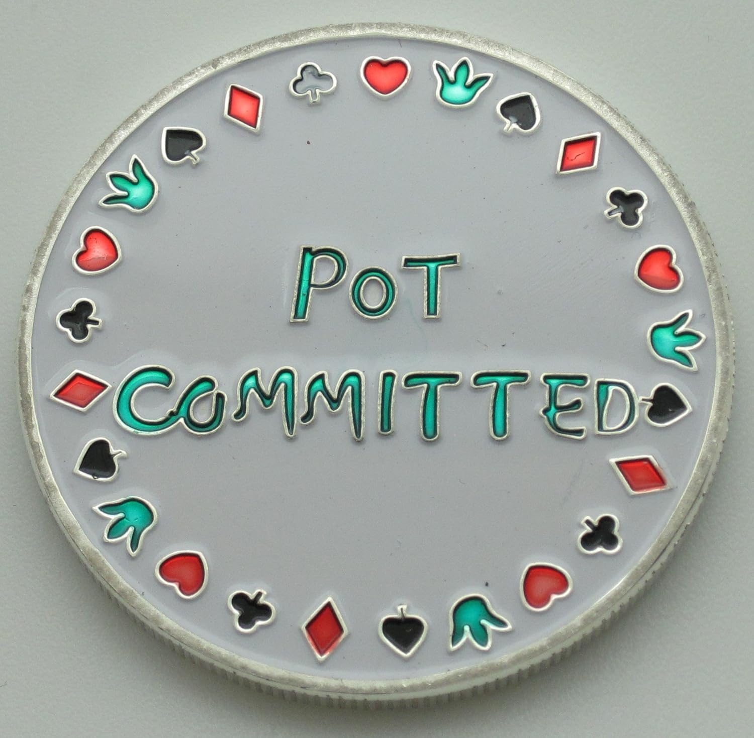 Poker Pot Committed Silver Card Guard - Premium Protector for Poker Enthusiasts