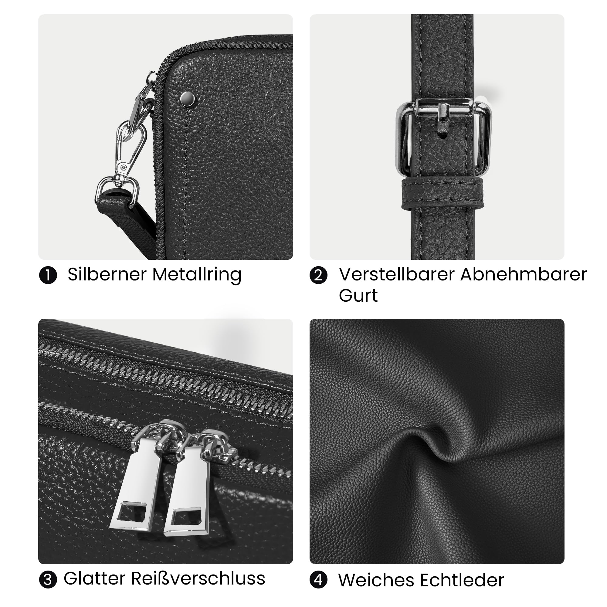 befen Echtleder Crossbody Bag Damen Klein RFID-Blockierung Handy Umhängetasche Damen Handytasche zum Umhängen, Moderne Leder Handtasche Kleine für Arbeiten Einkaufen Reisen