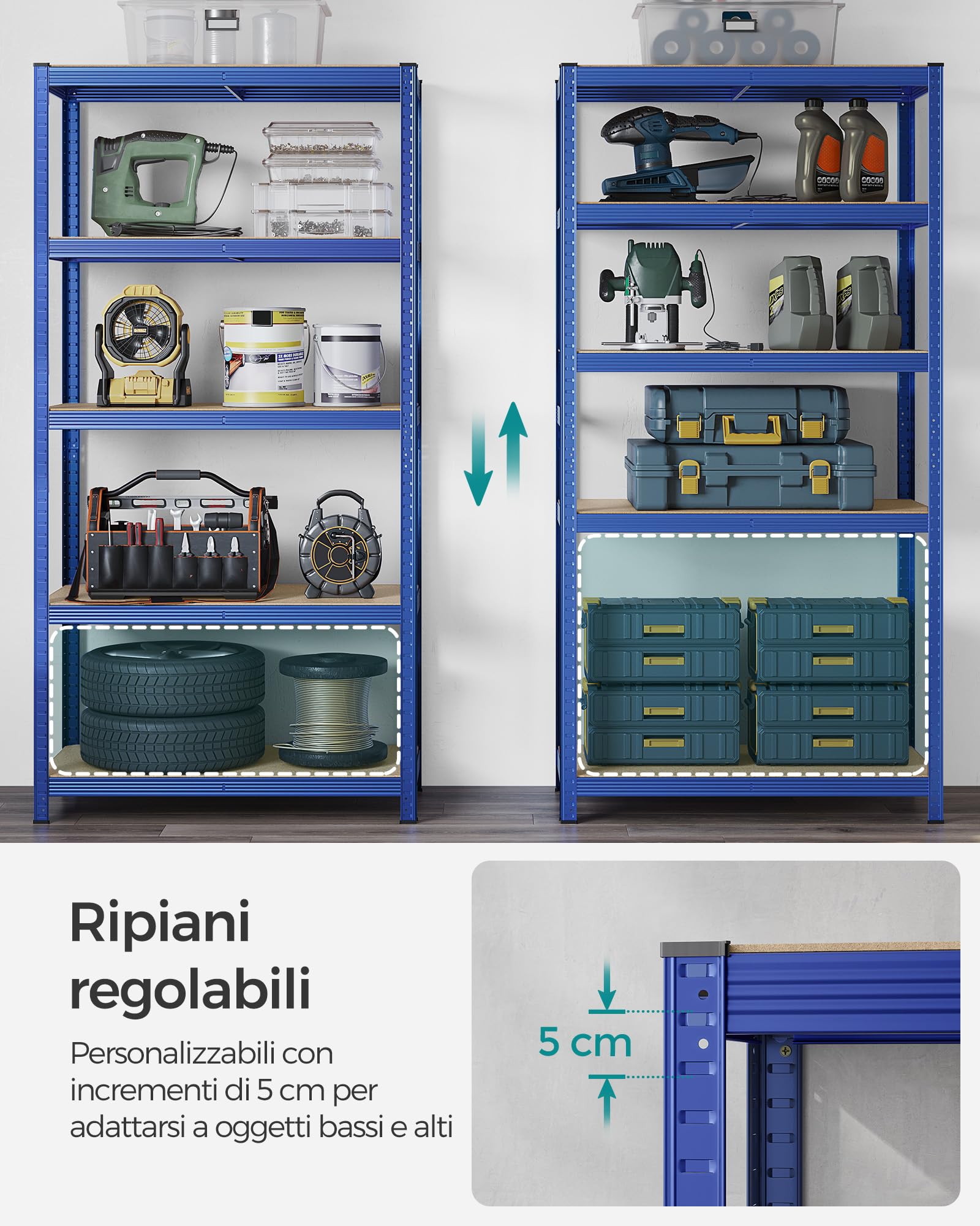 Z-Rax Scaffale Da Garage Scaffali Per Magazzini Ad Incastro In Acciaio Senza Bulloni Rosso 90cm X 45cm X 180cm 3 Pezzi 84856973 - Foto 10