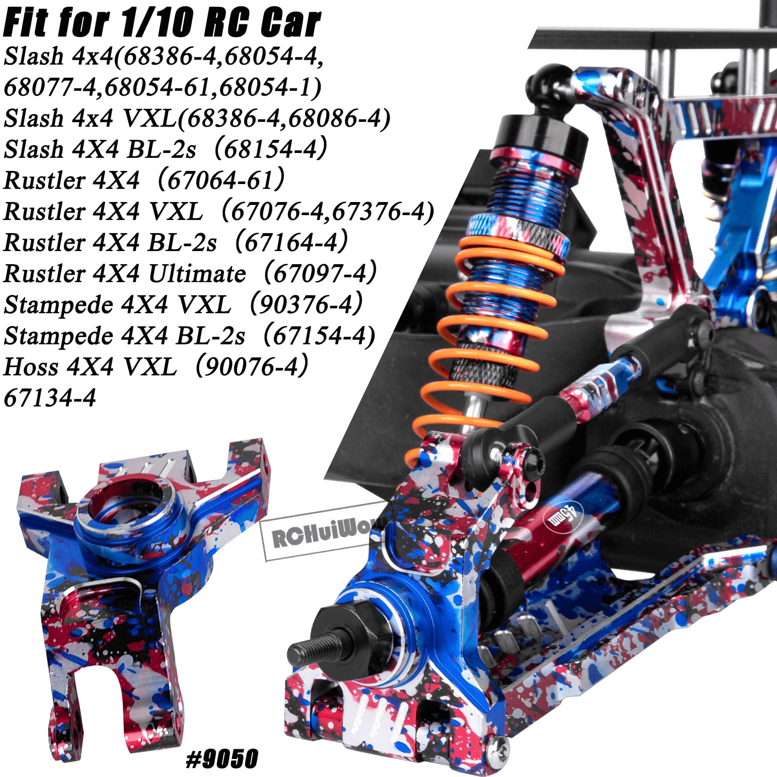 RCHuiWow RC Upgrades Part for 1/10 Slash/Rustler/Stampede 4x4(VXL),Driveshafts,Shock Absorber,A Arms,Shock Towers,Turnbuckles,Caster Block,Steering Blocks,Rear Stub Axle Carriers,Steering,Colorful