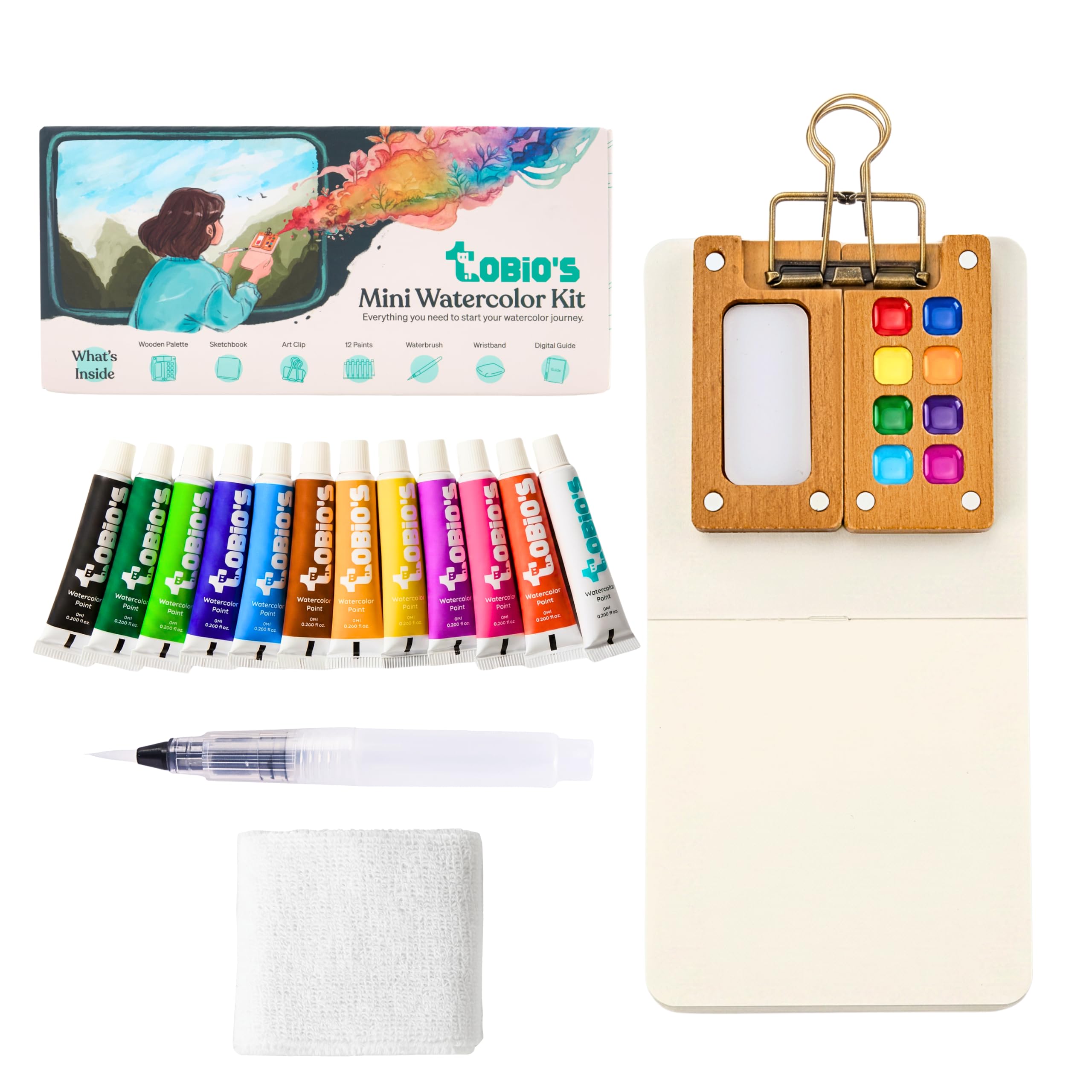 Mini Watercolor Kit - Travel Painting Set by Tobios -1