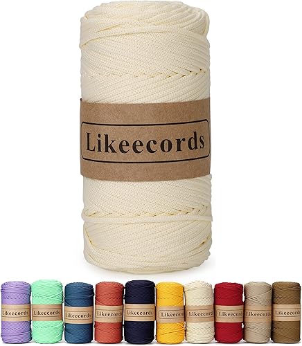 Cordón de macramé de poliéster trenzado de 4 mm, 140 yardas  426 pies, hilo elástico para crochet, bolsa de cordón para manualidades, colgadores de