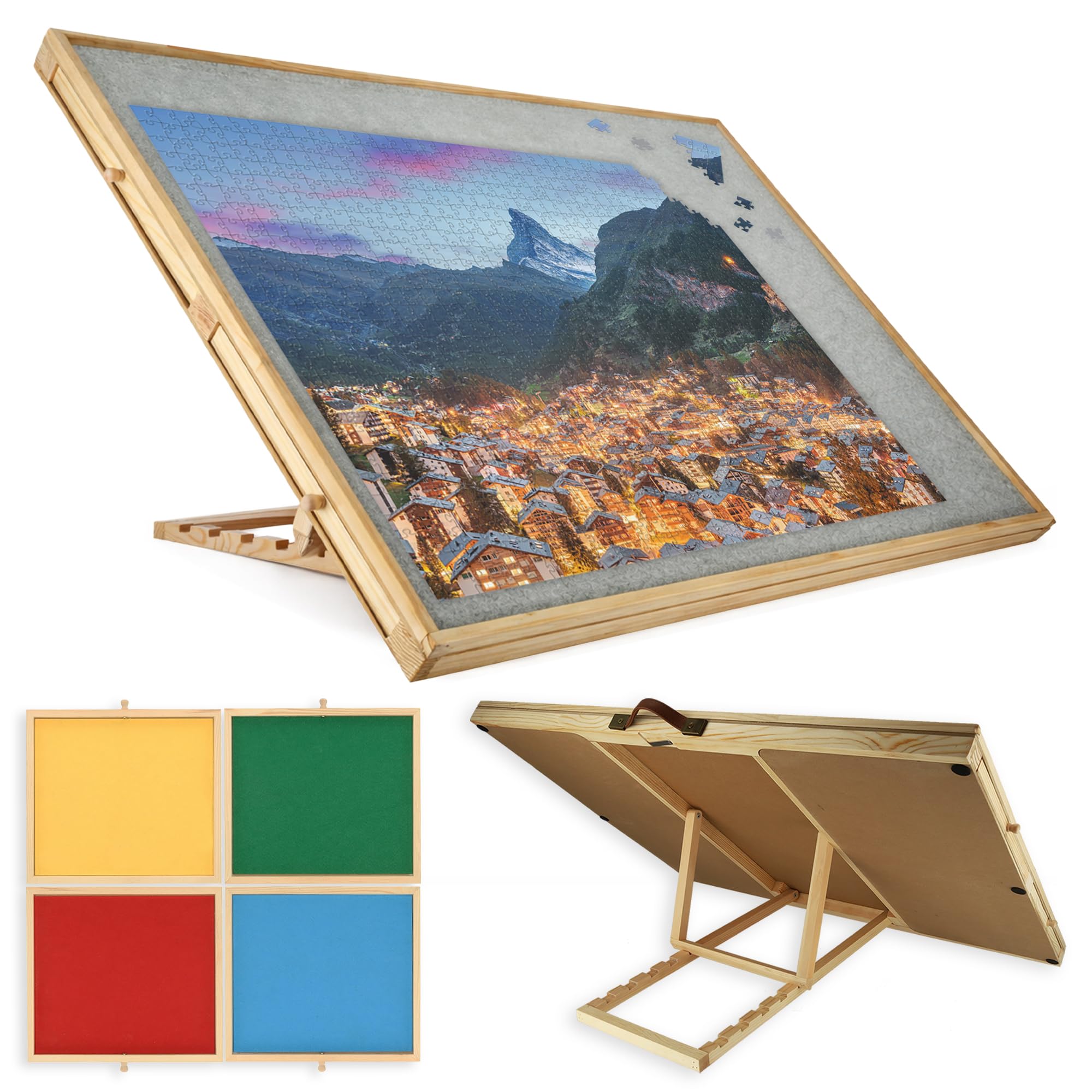 Plateau de Puzzle Inclinable pour 1500 pièces BREND - Support Puzzle Réglable - Rangement Jigsaw avec 4 Tiroirs - Planche de Puzzle - Couvercle Protecteur - Plateau de Puzzle en Bois - Table pour 1500