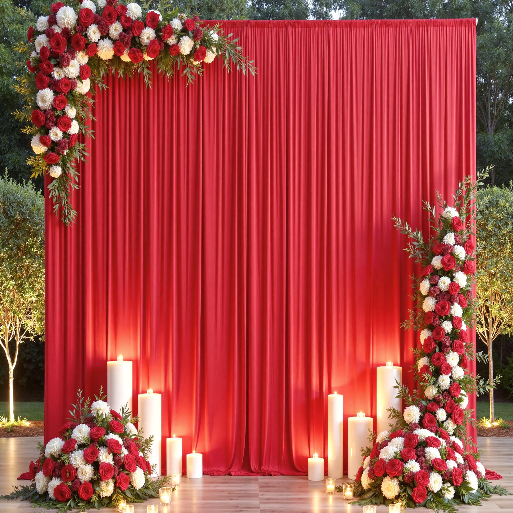 10×14ft Wrinkle Free Red Backdrop Curtain for Wedding Parties,2 Panels 5×14ft Height Soft Silky Polyester Backdrop Drapes Red Photo Back Ddrop