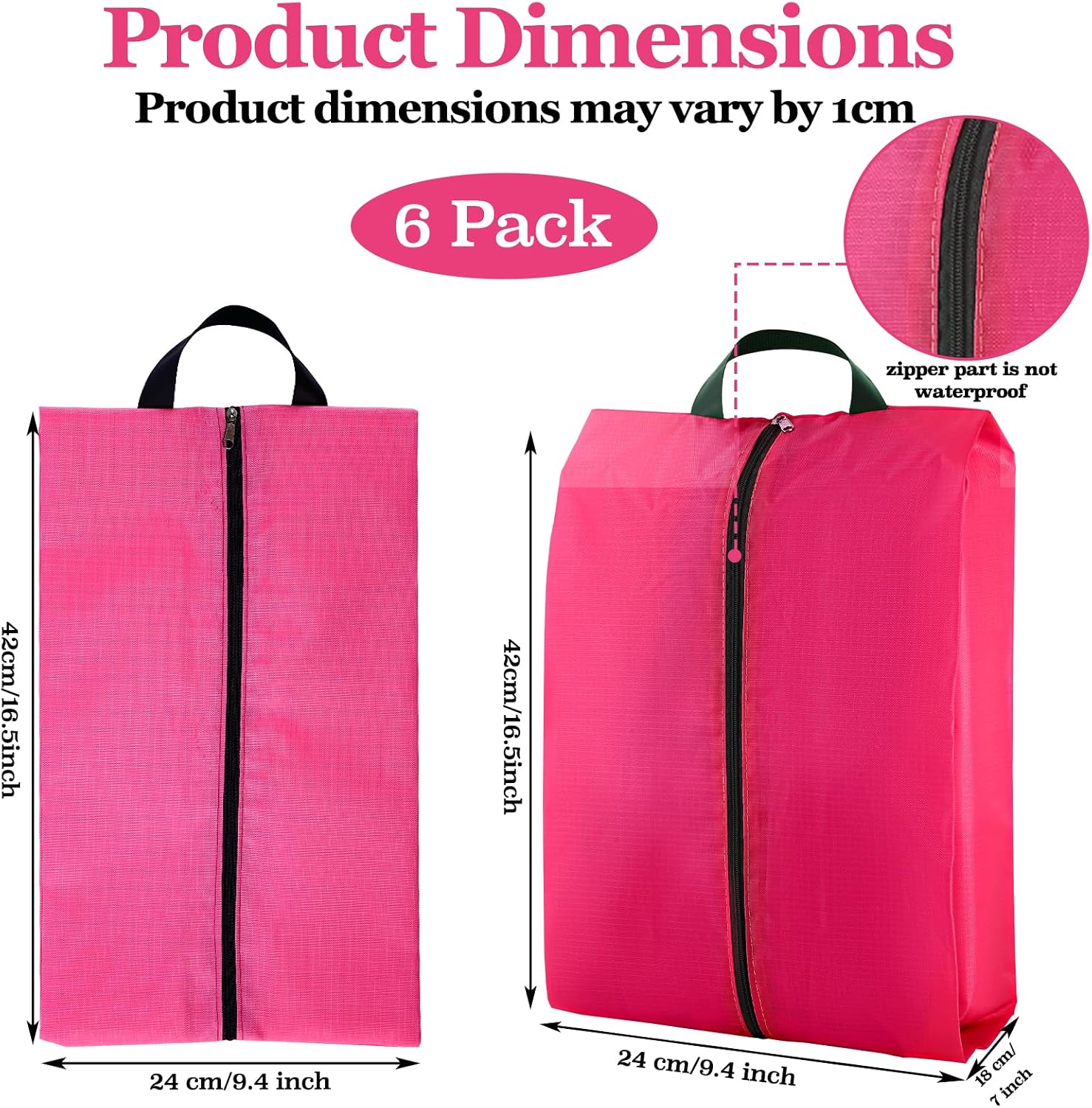 6 Pcs Travel Shoe Bags Set with Zipper and Handle, Portable Waterproof Shoe Bags, Soccer Cleats Bag Shoe Pouch for Gym, Travel Shoe Storage Bag, Shoe Organizer Packing for Women and Men