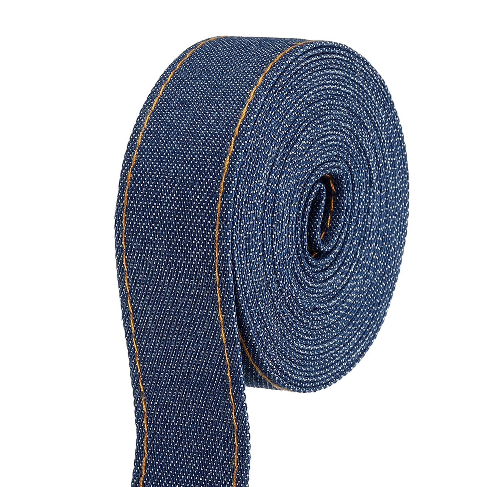 PATIKIL 1" Denim Ribbon, Total 3.3 Yard Layering Jean Fabric Craft Pure Color Strip for Bow DIY Making Hair Clip Garment Sewing Decorations, Dark Blue