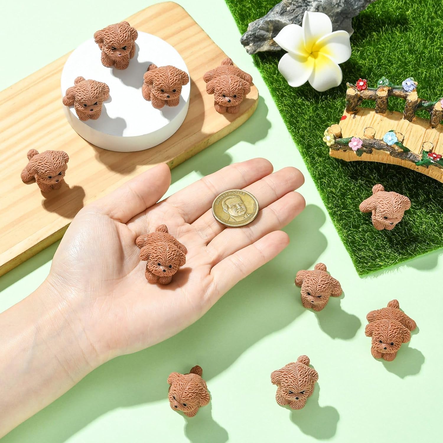 Stiesy 20 Pcs Teddy Dog Resin Slime Charms Ornaments 4 Styles Mini Pet Figurines (24-31mm) for Dollhouse Miniatures Home Room Car Decor Animal Lover Collectibles