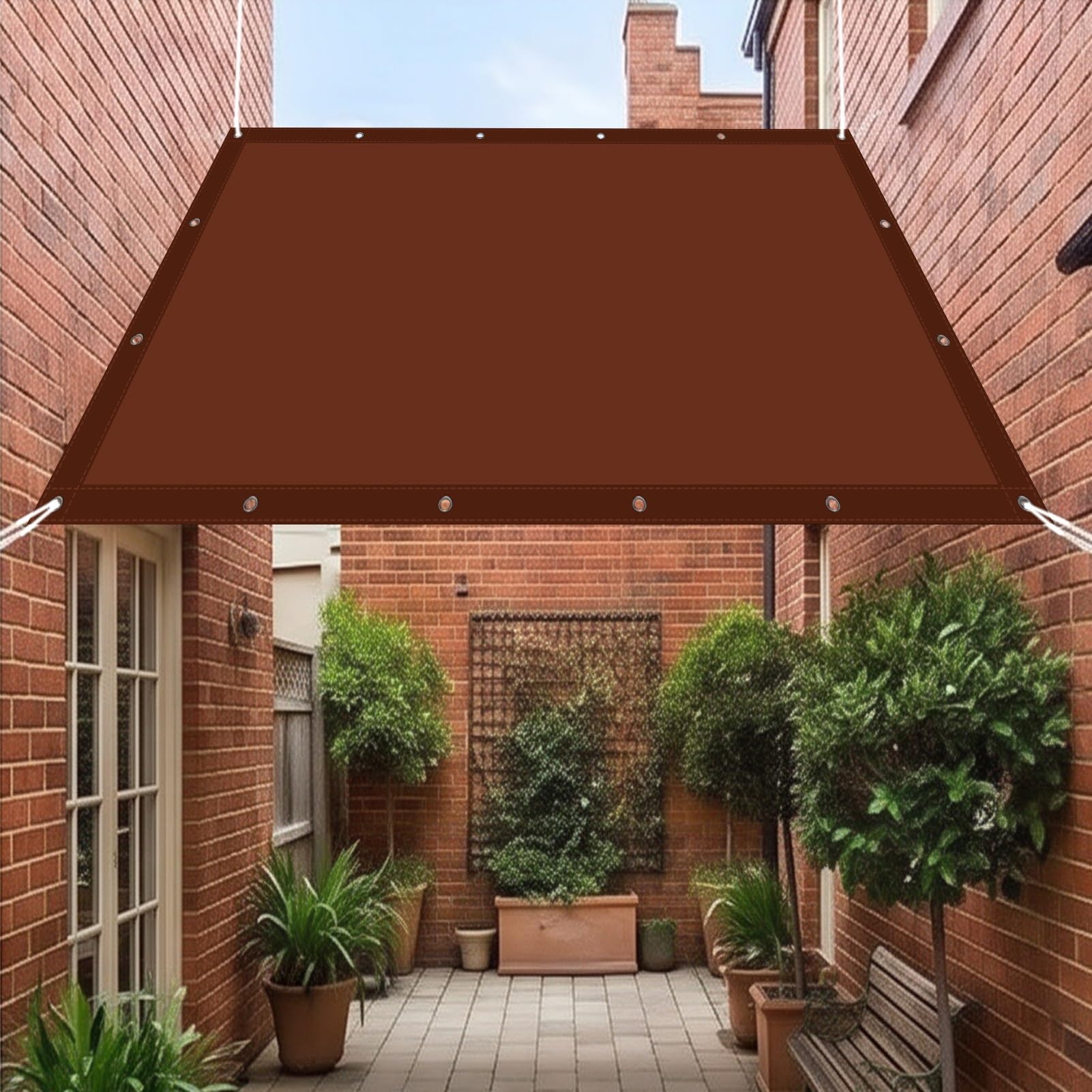 Sonnensegel Wasserdicht Rechteck 160 x 570 cm Viele Größen Und Farben Garten Segel mit UV Schutz für Außenbereiche Wie Garten Balkon, Rostrot
