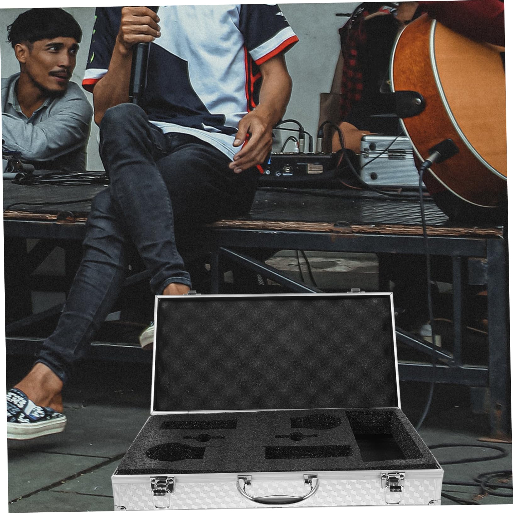 YARNOW Borsa per Microfoni Portatile con Slot Custodia per Trasporto con Imbottito e Design Elegante per Microfoni Wireless
