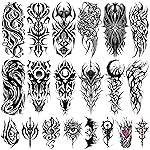 Yazhiji 77 Sheets Cyber Sigilism Temporary Tattoos Adult, 17 Sheets Cyber Seal Fake Arm Chest Shoulder Tattoo Stickers, 60 Sheets Tiny Black Tattoos for Women Men Kids