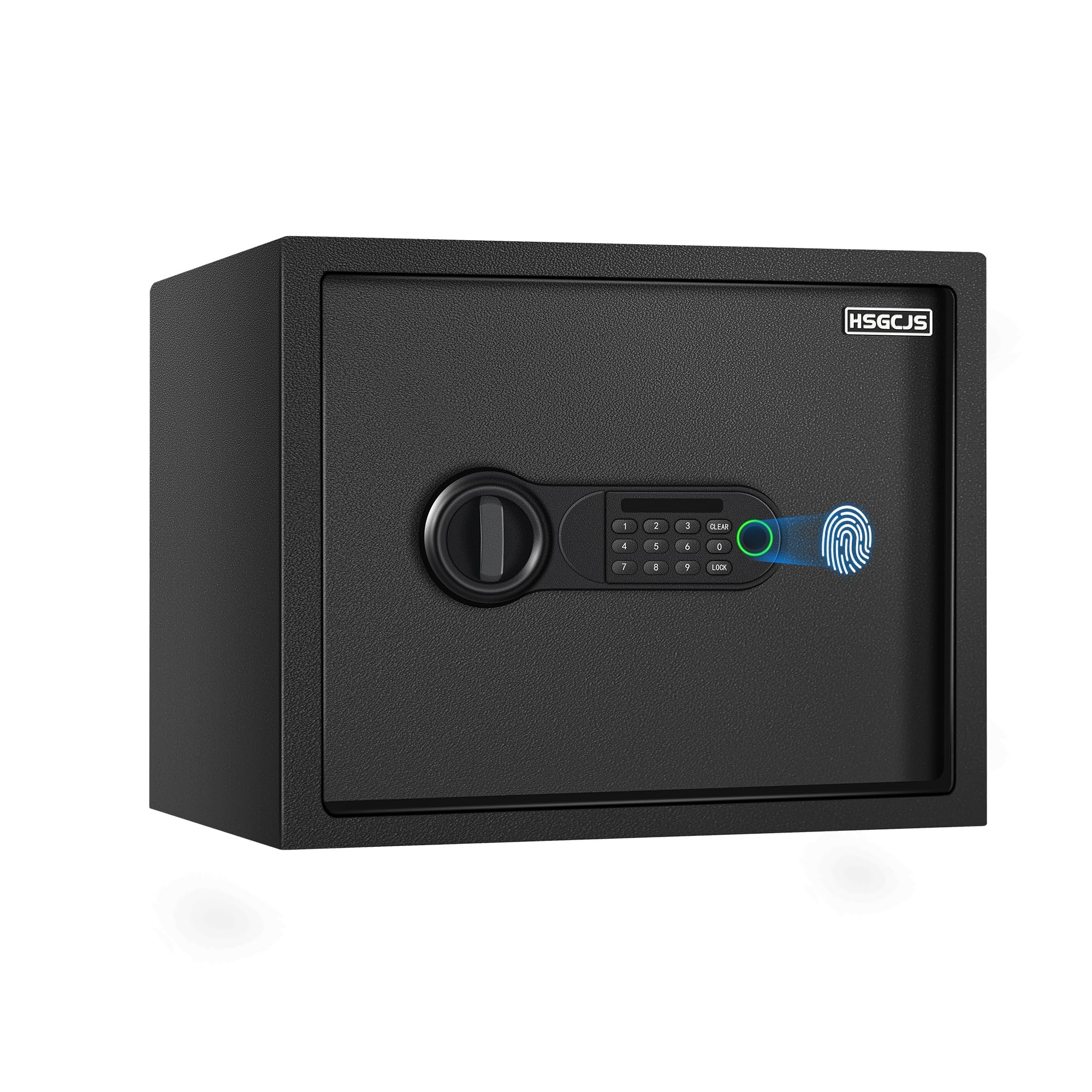 Hsgcjs Black Fingerprint Safe - 1.2 Cubic Feet,Biometric Fingerprint Home Safe Box With Digital Keypad,Security Safe With Induction Light And Leather, Money Box For Jewelry Cash Document Valuables