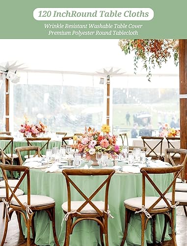 Miniatura 106 de Pesonlook Paquete de 4 manteles redondos blancos de 90 pulgadas, mantel de poliéster para mesas redondas, mantel lavable, resistente a las manchas
