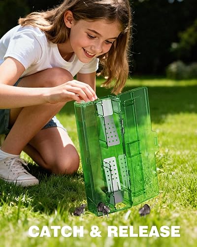 Miniatura 6 de Trampas para ratones humanas de captura múltiple 2 unidades, diseño de entrada doble, captura viva sin matar y liberación, para interiorexterior,