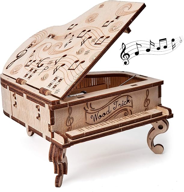 Wood Trick DIY Toy Piano Music Box Moonlight Sonata - 3D Wooden Puzzle, Assembly Toys, Brain Teaser for Adults and Kids, DIY Piano Kit