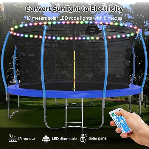 Miniatura 6 de Lyromix 12 14 15 16FT Trampoline for Kids and Adults, Outdoor Trampolines with Curved Poles, Pumpkin Backyard Trampoline with Sprinkler, Stakes,