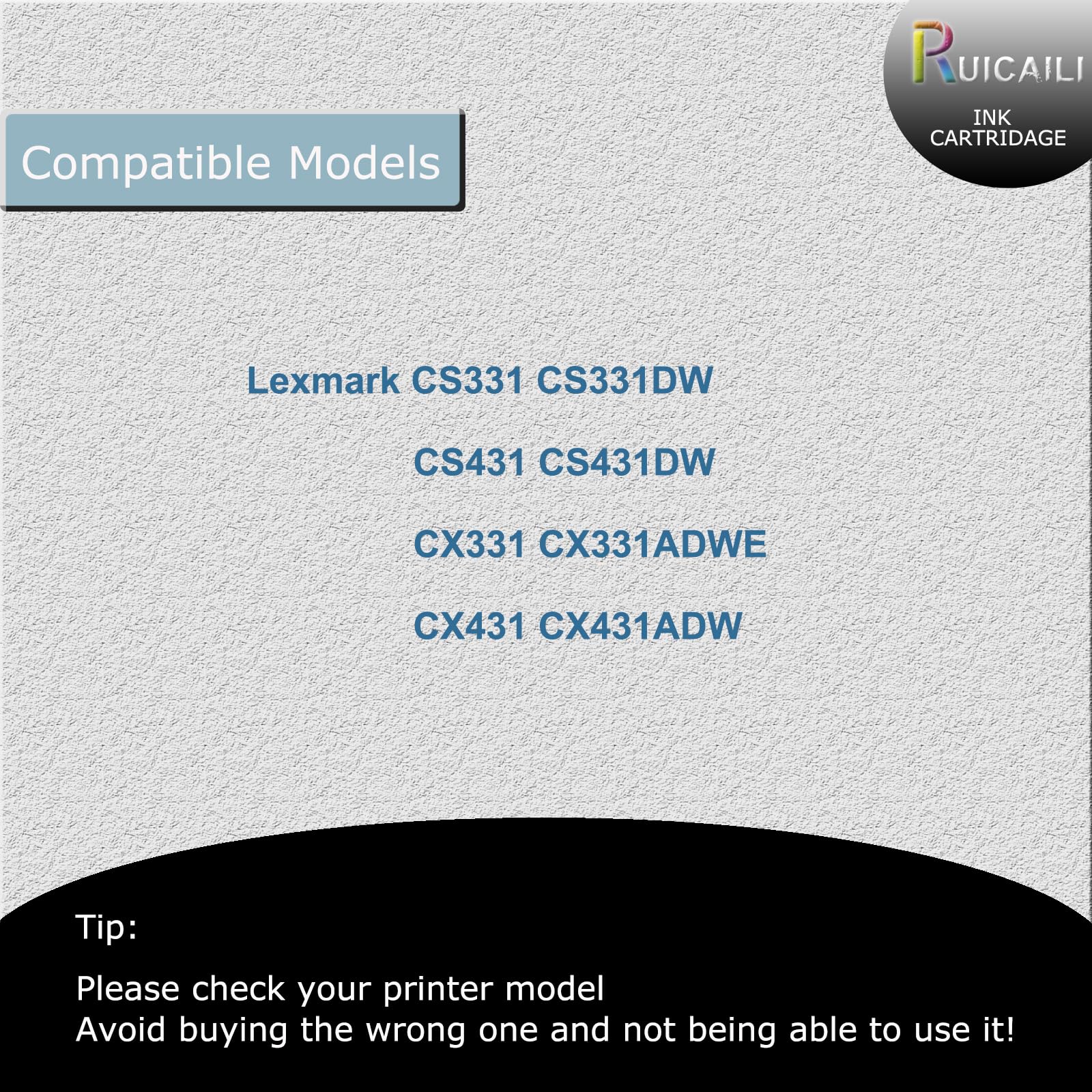 CS331 CS431 Kaseta z tonerem kompatybilna 20N20C0 20N20K0 20N20M0 20N20Y0 Zamiennik Zastosowanie do Lexmark CS331 CS331DW CS431 CS431DW CX331 CX431 Drukarka (1, Czarny)