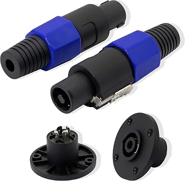 Speakon NL4FC,GELRHONR NL4 Connector Round Speaker Plug Twist Lock 4 Pole Speaker Plug Compatible with Speakon NL4FC, NL4FX, NLT4X, NL2FC, NA4LJ, NA4LJX, NL4MP, NL4MPR - 2 Pairs