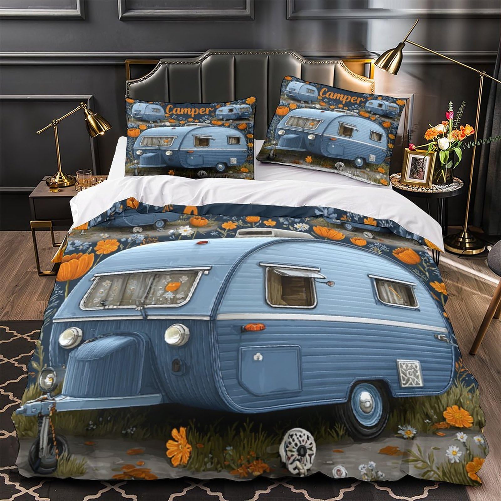Housse de couette 3D camping-car en microfibre résistante et douce