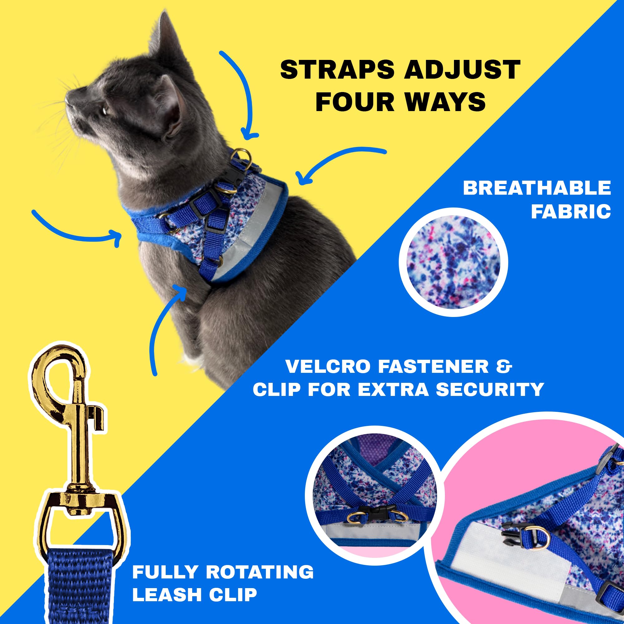 Ensemble Harnais et Laisse de Voyage pour Chat – Harnais réglable en Maille et Sangle réfléchissante – Gilet de Marche Confortable pour Chaton pour la Promenade en Plein air, la randonnée (Taille S