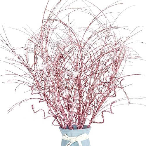 6 piezas de adornos de ramas de Navidad con purpurina de 21.6 pulgadas, palitos decorativos con purpurina para ramas rizadas, púas para rociadores