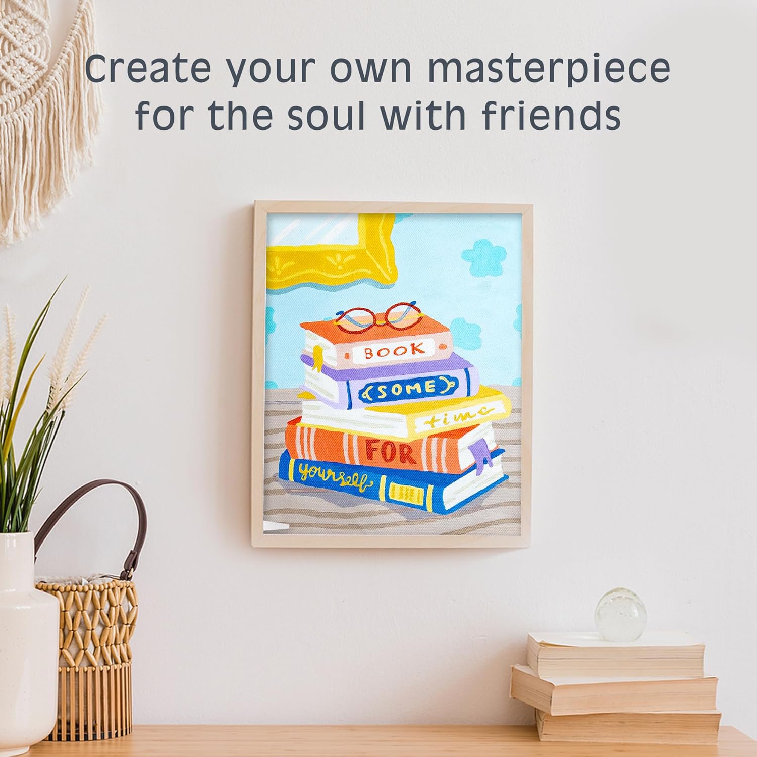 Pink Picasso Kits Self Care Collection Paint by Number for Teens, Tweens, Adults & Beginners | DIY Unique 8x10 Canvas Painting Kit | Color by Numbers Art Paint Canvas | Book Some Time for Yourself