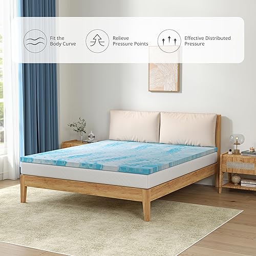 Miniatura 7 de CH CHARME HOUSE Cubrecolchón de espuma viscoelástica de 2 pulgadas, tamaño individual, con infusión de gel para aliviar el dolor de espalda, colchón