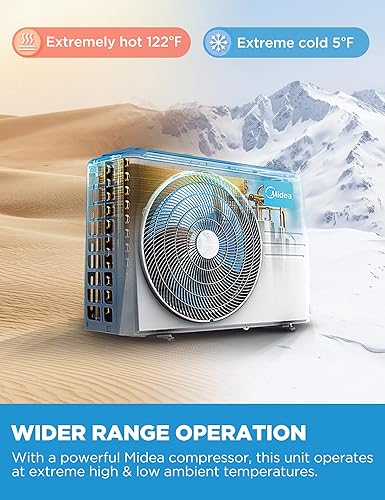Miniatura 5 de Midea Mini Split ACsistema de calefacción, 9,000 BTU 115120 V, funciona con Alexa, color blanco