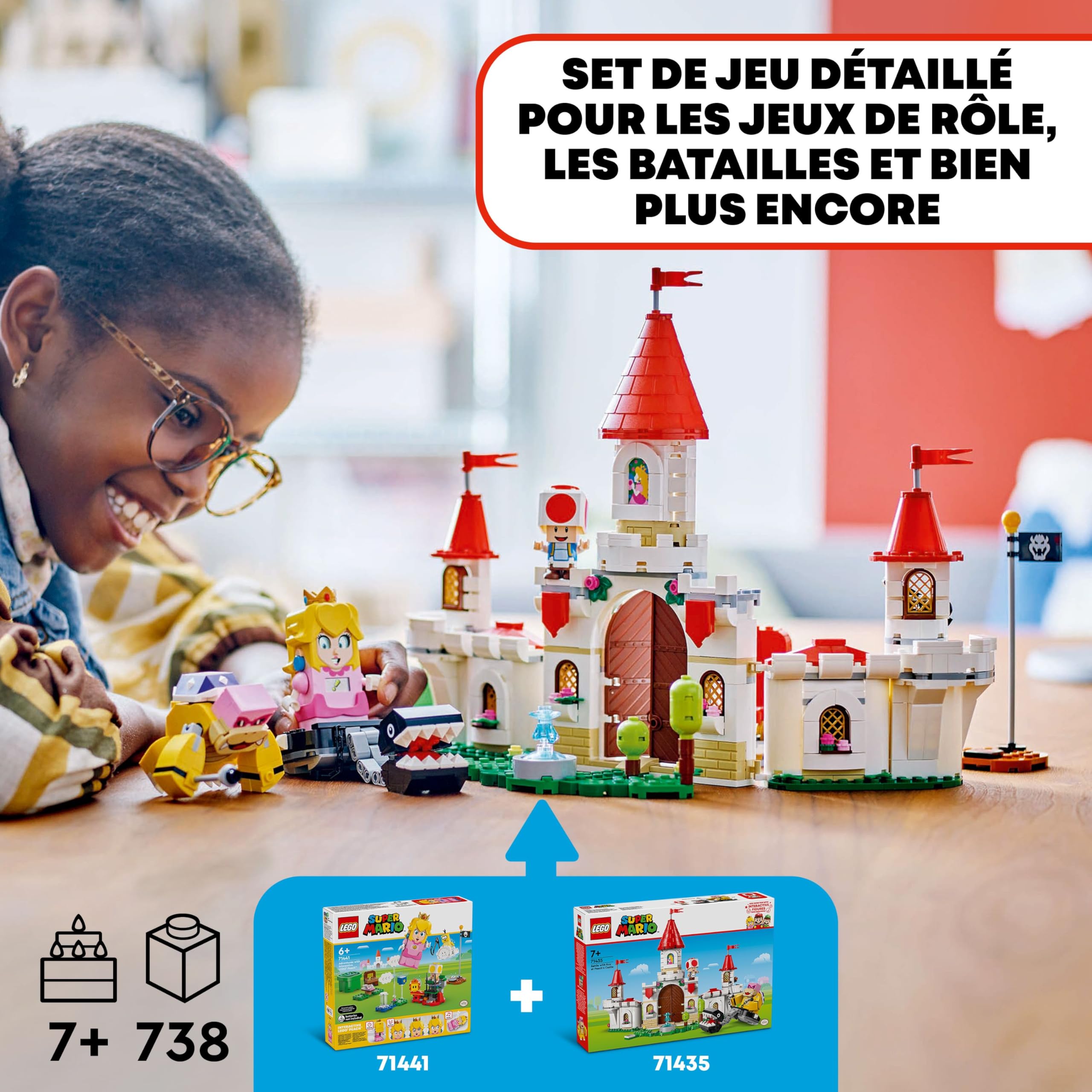 LEGO Super Mario Combat Contre Roy au Château de Peach - Jouet avec des Personnages Nintendo - Set d’Aventures pour Enfants - Idée Cadeau pour Garçons, Filles et Fans de Jeux Vidéo dès 7 Ans 71435