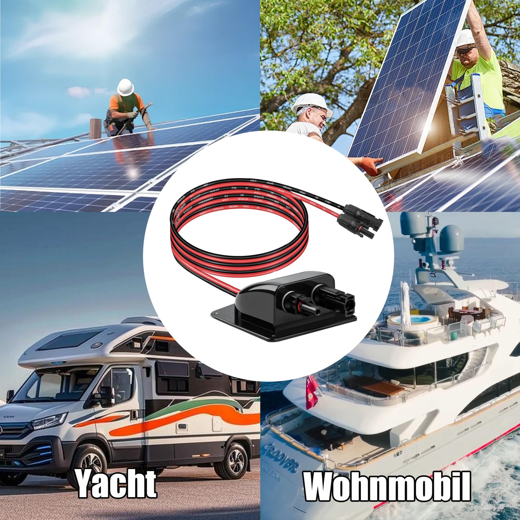 Dachdurchführung Solar Wohnmobil ABS Wasserdicht: Wasserdichte Kabelbox mit 10Ft 10AWG PV-Solarkabel für Wohnmobil Boot Caravan Camping zum sicheren Verlegen von Solarmodulen für Reisende