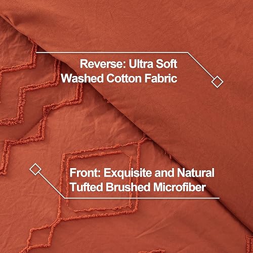 Miniatura 6 de Andency Juego de colcha acolchada King (104 x 90 pulgadas) capitoné, geométrico, texturado, granja 3 piezas 1 colcha bohemia y 2 fundas de almohada