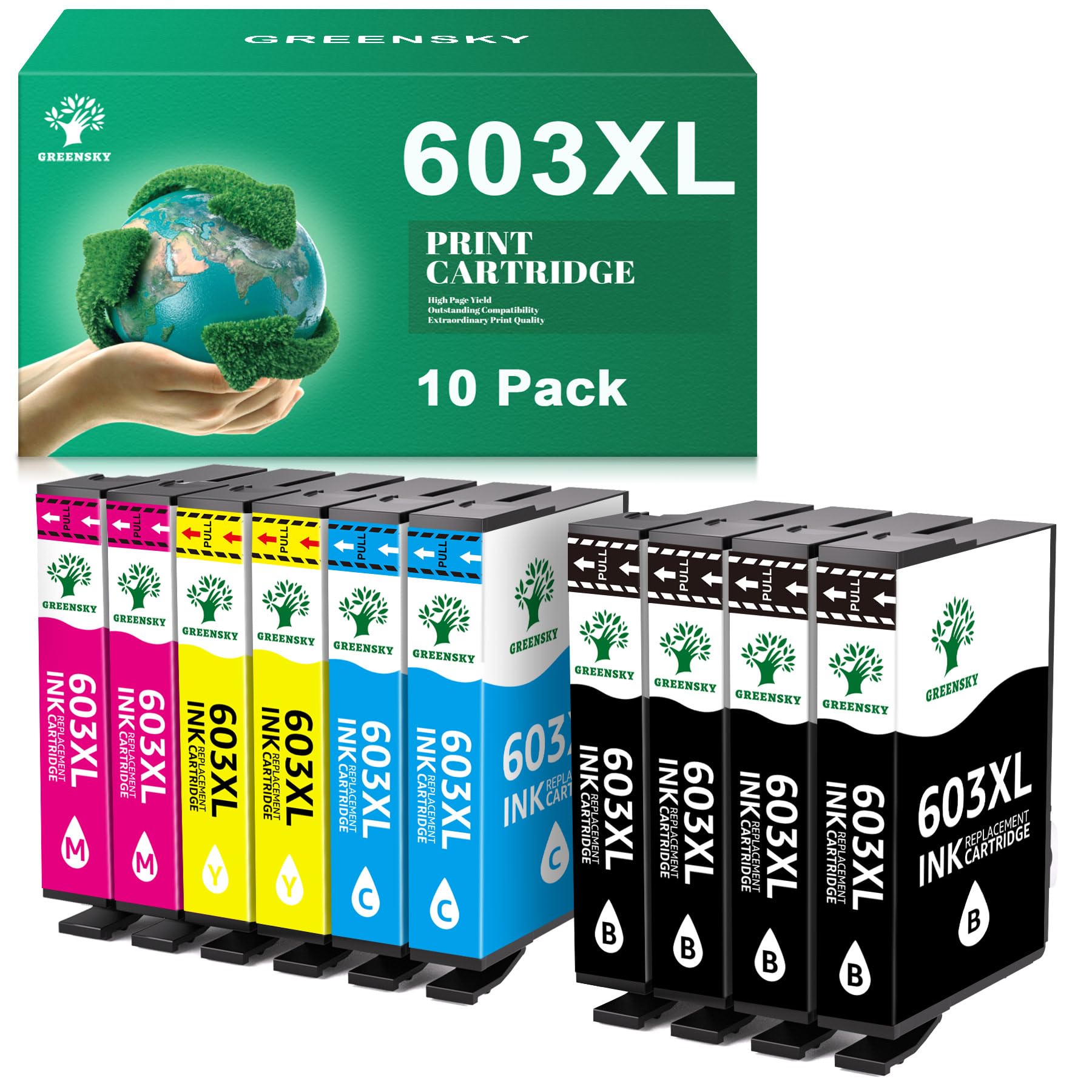 GREENSKY Cartucce 603 XL Compatibili per Epson 603 XL Cartucce per Epson 603XL per Expression Home XP2100 XP3100 XP4100 XP2150 per Workforce WF-2810 WF-2830 WF-2820 Stampante(Confezione da 10)