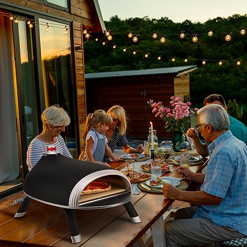 Miniatura 2 de INFOOD Horno de pizza portátil de 13 pulgadas para exteriores, horno de pizza de propano para encimera, con piedra de pizza de cerámica, patas