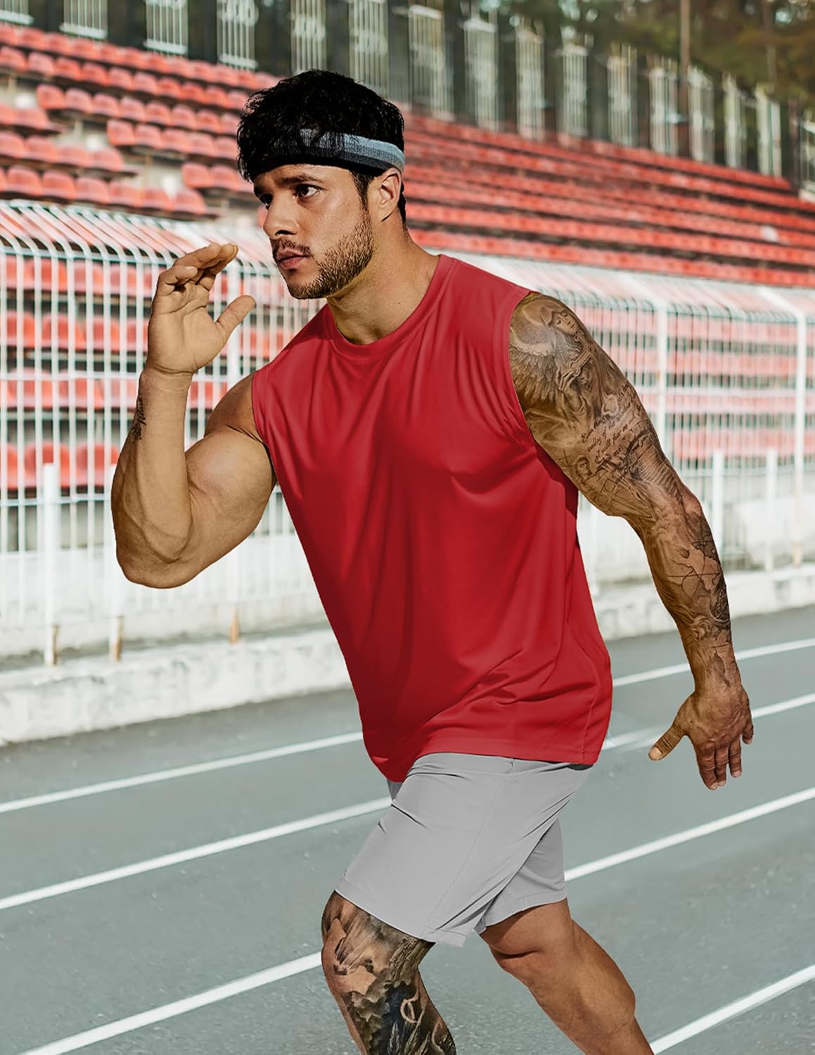 MIER Mens Workout Tank Tops Quick Dry Sleeveless UPF 50+ Muscle Tee Shirts for Athletic Gym Running Swim Beach Training - Image 3