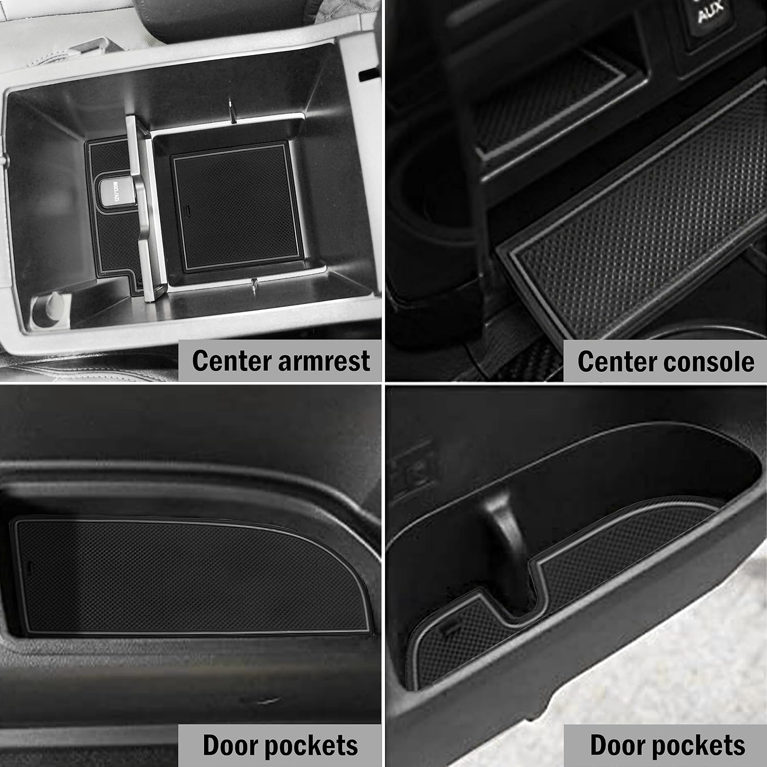 for Toyota 4Runner Accessories 2010-2021 2022 2023 2024 Cup Holder Inserts, Center Console Shift Liner, Door Pocket Slot Mats Non-Slip Anti Dust Pad Custom Interior 26Pcs (2 Row, Gray Trim)