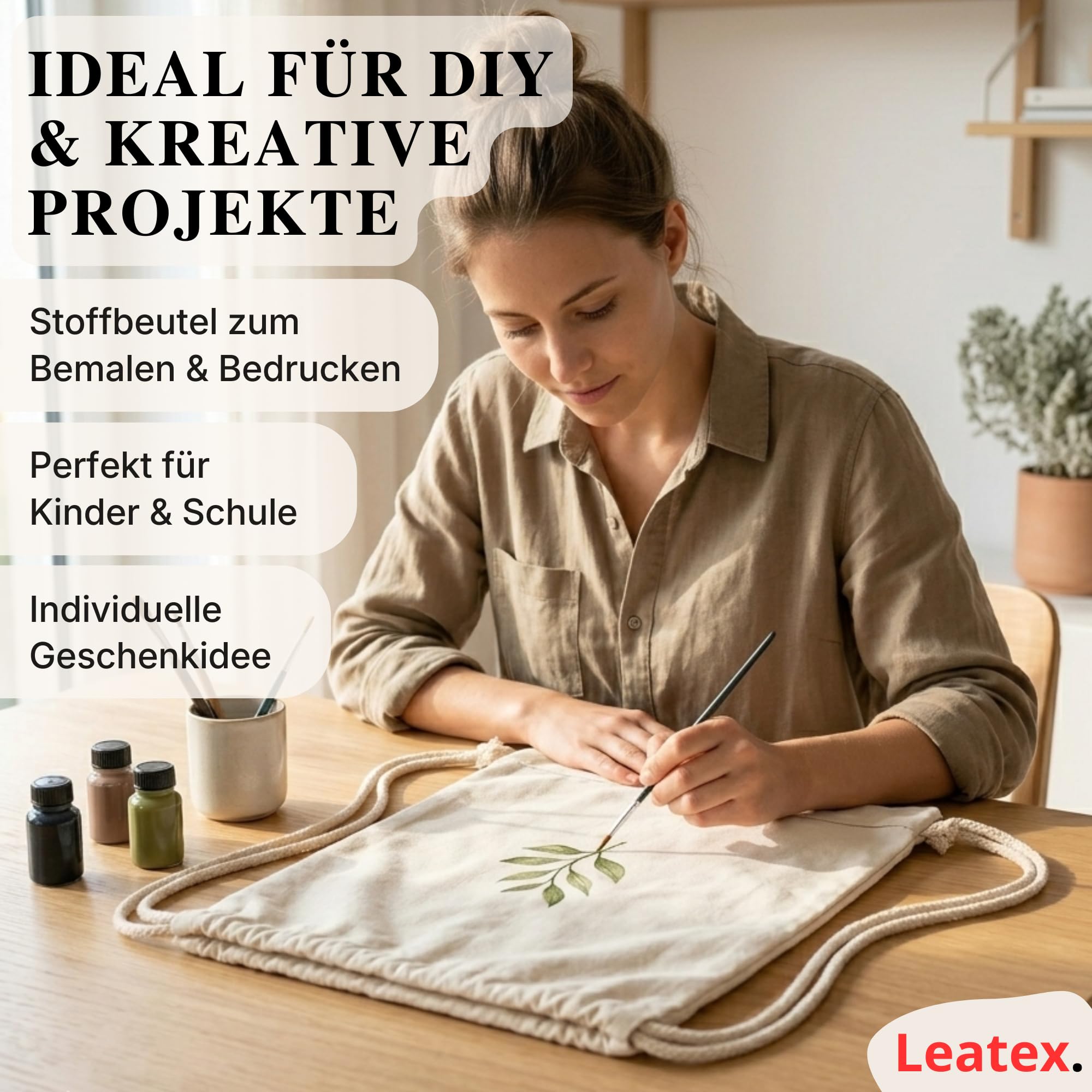 Baumwoll Turnbeutel 38×42 cm – Kordelzugbeutel aus 100% Baumwolle 145 g/m², OEKO-TEX zertifiziert – Sportbeutel zum Bemalen & Bedrucken – 5/10/25er Pack für Schule, Sport & Freizeit