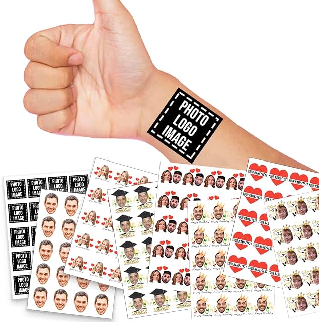 ubjva custom temporary tattoo sheets for text or photos
