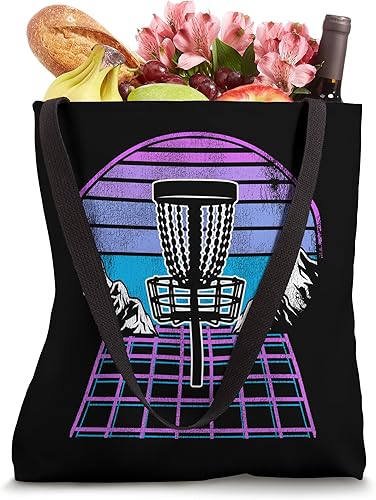 Miniatura 4 de Disc Golf Basket 90s Synthwave Sunset Retrowave Frisbee Golf Tote Bag
