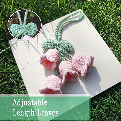 Miniatura 2 de Linda flor rosa espejo de coche colgante flor decoración adolescentes interior espejo retrovisor accesorios hecho a mano rosa colgante de coche