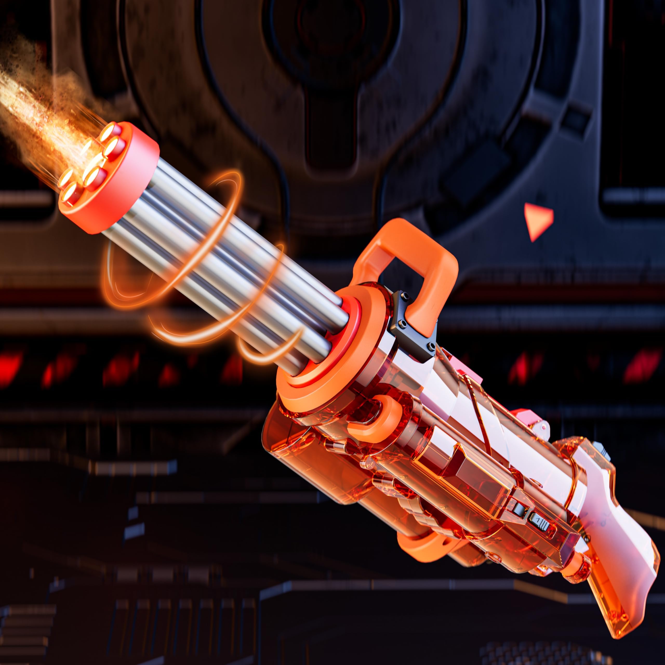 Funwee Gatling Electric Water Gun for Adults Kids Age 8-12, Powerful Automatic Squirt Gun, High Powered Shooting Watergun, 25-28 FT Long Range Auto Water Blaster, Outdoor Pool Toy Game(Orange)