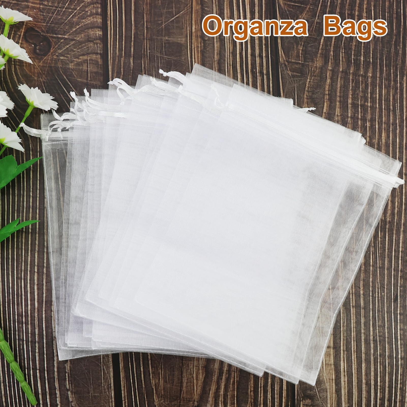 Bolsas de organza blancas con cordón, 20 unidades, 15 x 20 cm, uvas, bolsas de regalo para joyas, dulces