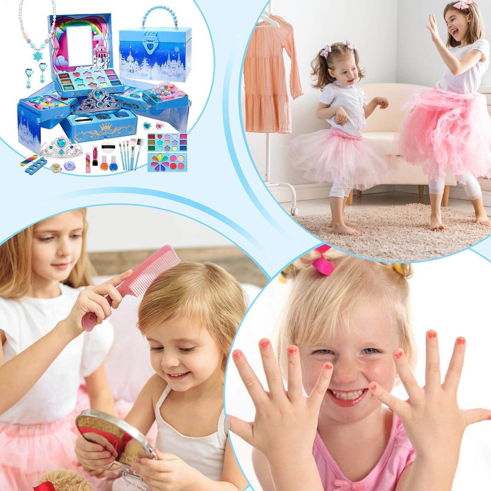 Kit Trucco Principessa Lavabile Giocattoli Cosmetici Makeup Bellezza | Ragazze Set di Cosmetici Lavabili Realistici per Bambine, di Ruolo Creativo per , Famiglia e Travesti
