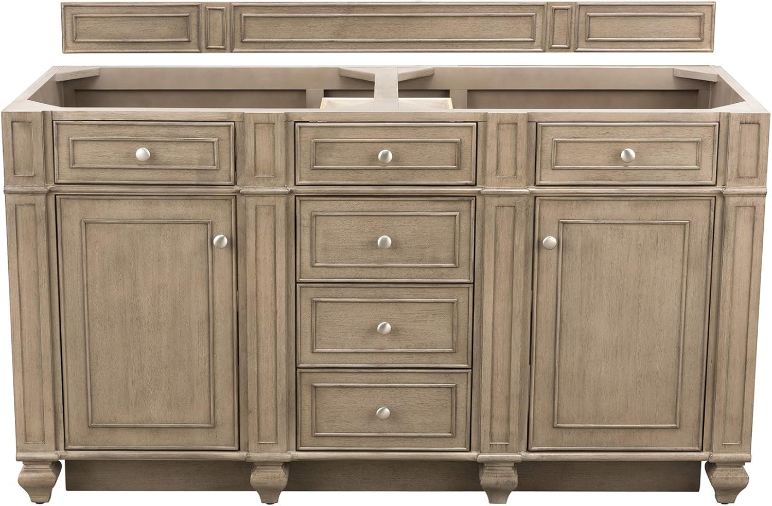 James Martin Bristol 60" Double Vanity White Washed Walnut (Top Not