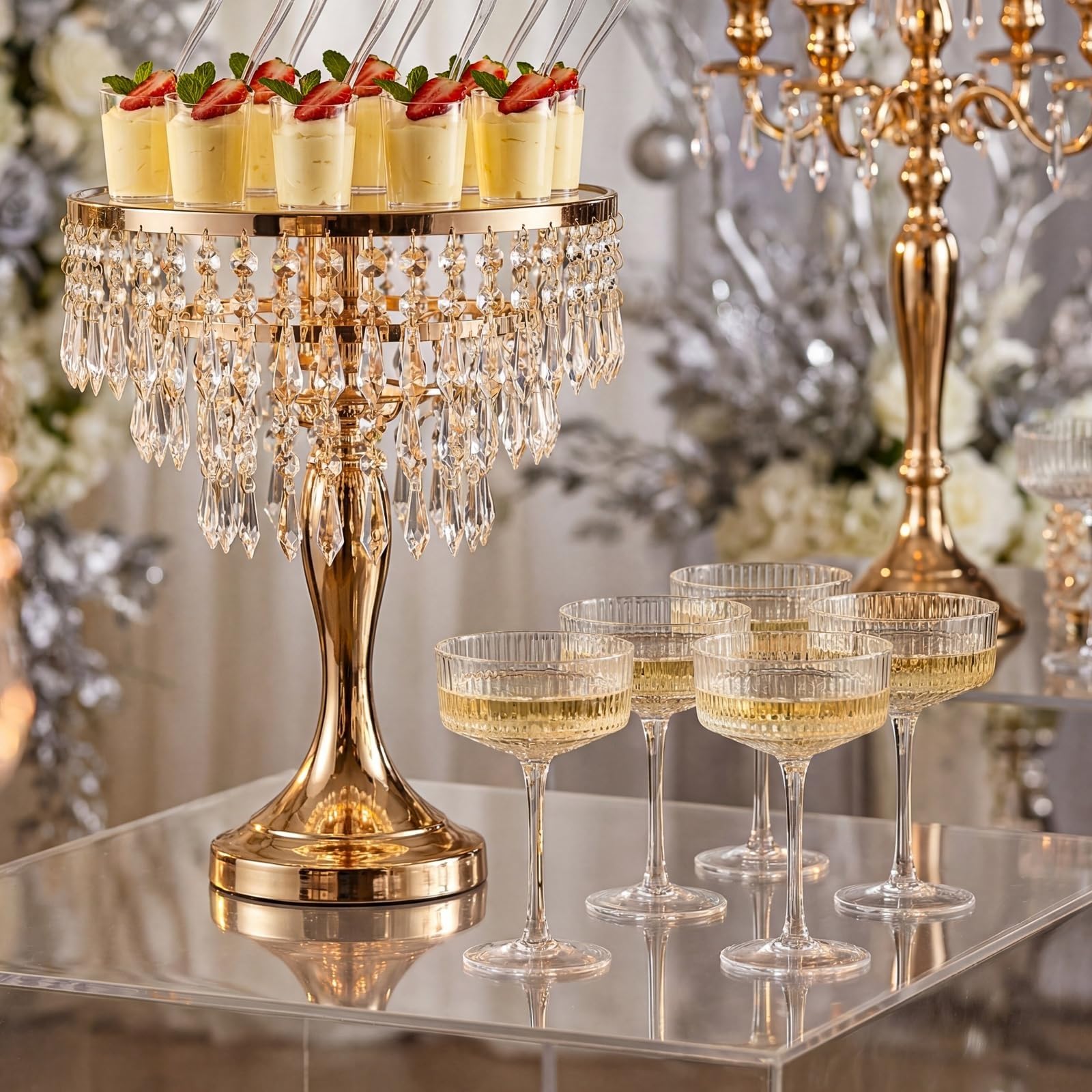 Juego de 6 copas cupé acanaladas Champagne Tower de 8 oz, copas de Martini clásicas transparentes for bodas, fiestas de cumpleaños y bares Vaso para bebidas